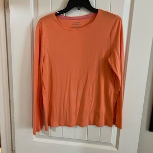 Talbots Orange Long Sleeve Tee Classic Crew Neck